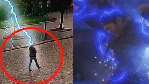 闪电击中男子