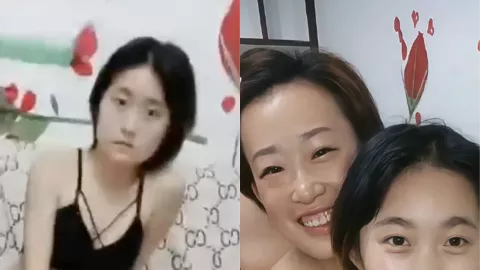 纹身精神母女家中直播